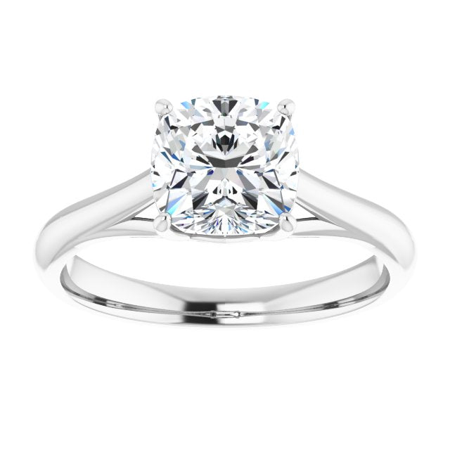 Cubic Zirconia Engagement Ring- The Holly (Customizable Cushion Cut Solitaire with Crosshatched Prong Basket)