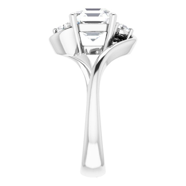 Cubic Zirconia Engagement Ring- The Clarice (Customizable 3-stone Asscher Cut Setting featuring Artisan Bypass)