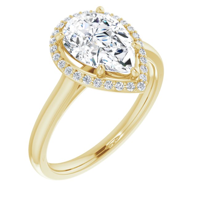 Cubic Zirconia Engagement Ring- The Amber (Customizable Halo-Styled Cathedral Pear Cut Design)