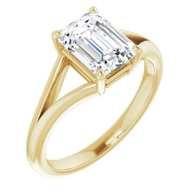 Cubic Zirconia Engagement Ring- The Ning (Customizable Emerald Cut Solitaire with Tapered Split Band)