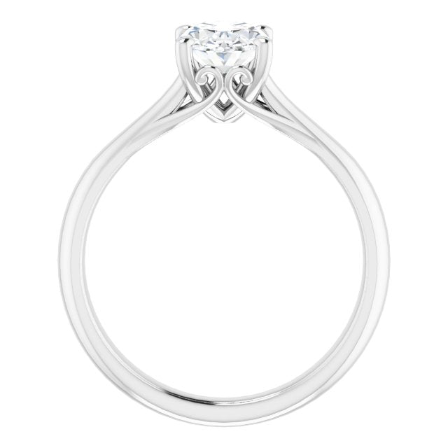 Cubic Zirconia Engagement Ring- The Crissy (Customizable Oval Cut Solitaire with Decorative Prongs & Tapered Band)