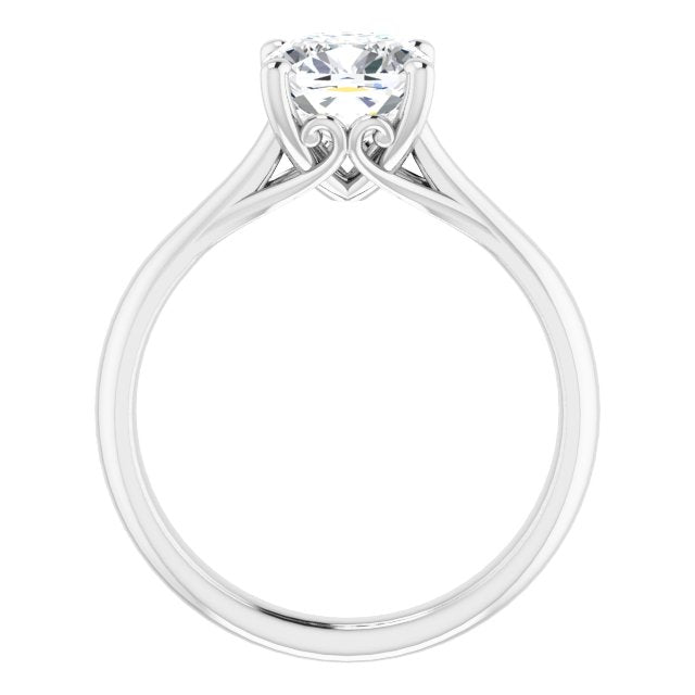 Cubic Zirconia Engagement Ring- The Crissy (Customizable Cushion Cut Solitaire with Decorative Prongs & Tapered Band)