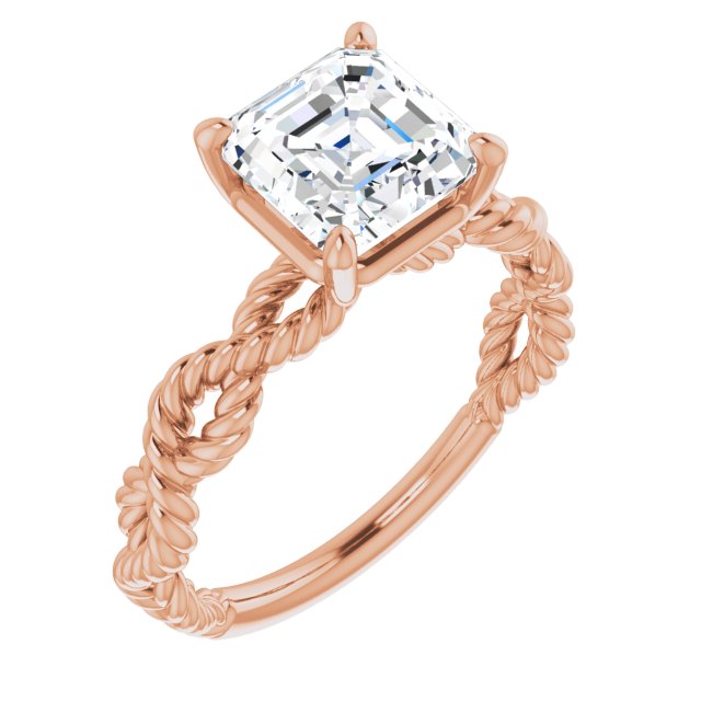 Cubic Zirconia Engagement Ring- The Jazzlyn (Customizable Asscher Cut Solitaire with Infinity-inspired Twisting-Rope Split Band)