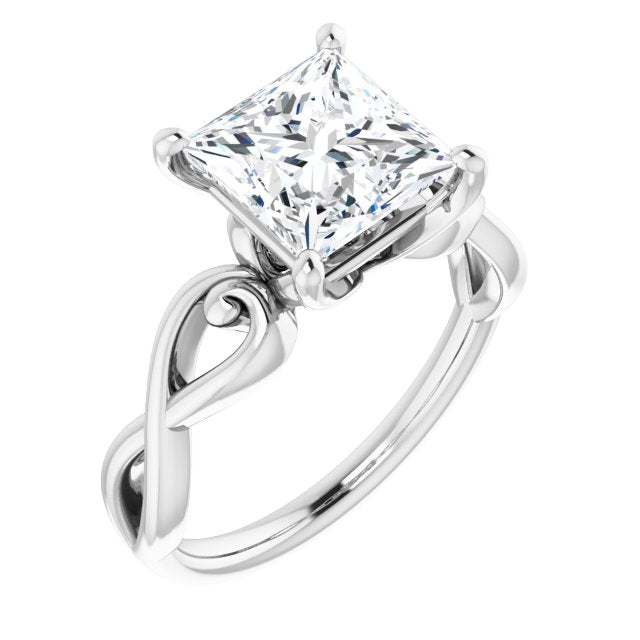 Cubic Zirconia Engagement Ring- The Eleonora (Customizable Princess/Square Cut Solitaire Design with Tapered Infinity-symbol Split-band)