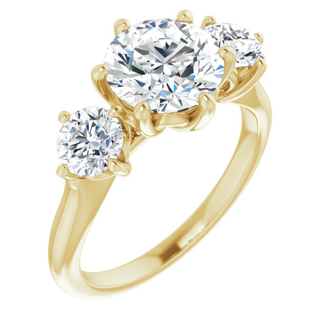 Cubic Zirconia Engagement Ring- The Taryn (Customizable Triple Round Cut Design with Decorative Trellis)