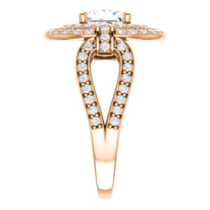 Cubic Zirconia Engagement Ring- The Jill (Princess Cut Double Halo with Ultrawide Split-Pavé Band)