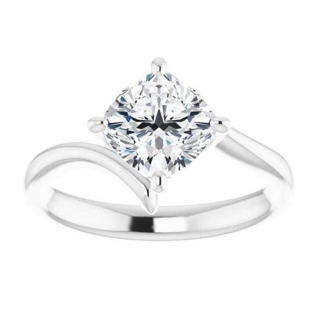 Cubic Zirconia Engagement Ring- The Alva (Customizable Cushion Cut Solitaire with Thin, Bypass-style Band)