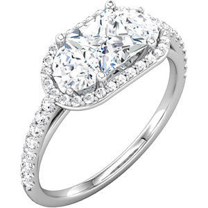 Cubic Zirconia Engagement Ring- The Galadriel (1.4 Carat Princess or Asscher with Accented Band)