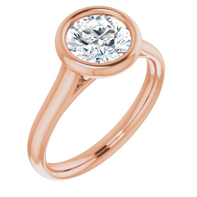 10K Rose Gold Customizable Cathedral-Bezel Round Cut Solitaire