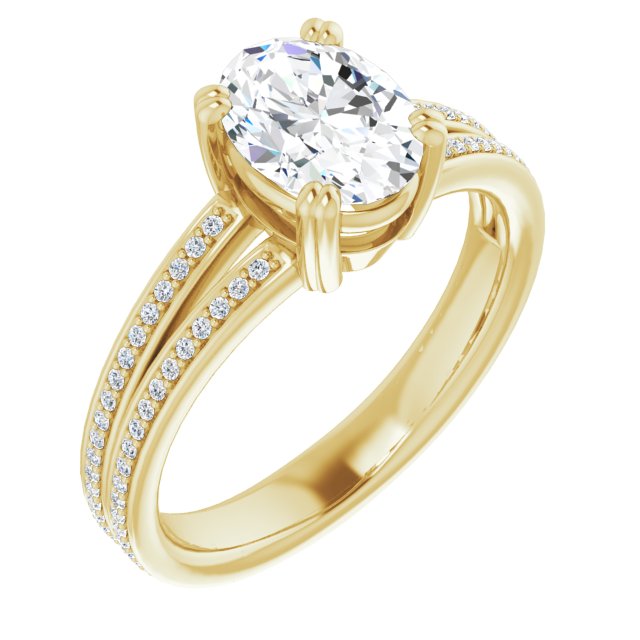 Cubic Zirconia Engagement Ring- The Carlotta (Customizable Oval Cut Center with 100-stone* "Waterfall" Pavé Split Band)