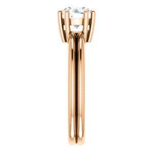 Cubic Zirconia Engagement Ring- The Reese (Customizable Round Cut Solitaire with Grooved Band)