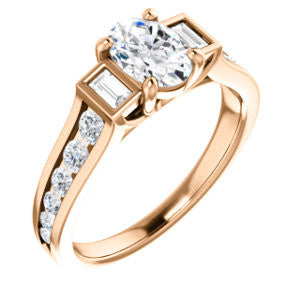 Cubic Zirconia Engagement Ring- The Portia (Customizable Oval Cut 15-stone Design)