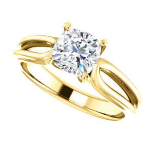 CZ Wedding Set, featuring The Piper engagement ring  (Customizable Cushion Cut Solitaire with Flared Split-band)