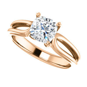 Cubic Zirconia Engagement Ring- The Piper (Customizable Cushion Cut Solitaire with Flared Split-band)