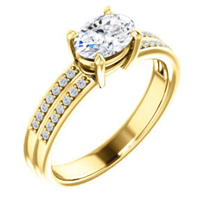 Cubic Zirconia Engagement Ring- The Lyla Ann (Customizable Oval Cut Design with Wide Double-Pavé Band)