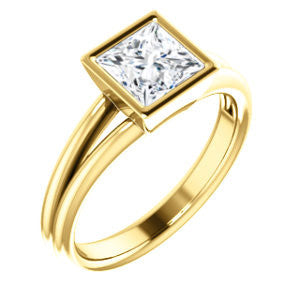 Cubic Zirconia Engagement Ring- The Shae (Customizable Princess Cut Split-Band Solitaire)