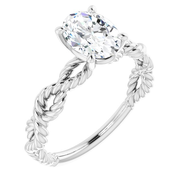 Cubic Zirconia Engagement Ring- The Jazzlyn (Customizable Oval Cut Solitaire with Infinity-inspired Twisting-Rope Split Band)