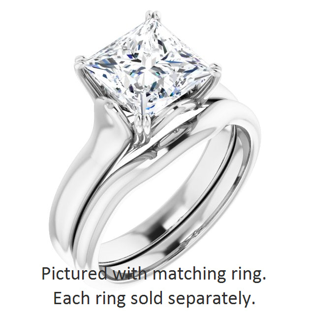 Cubic Zirconia Engagement Ring- The Alissa (Customizable Princess/Square Cut Solitaire with Under-trellis Design)