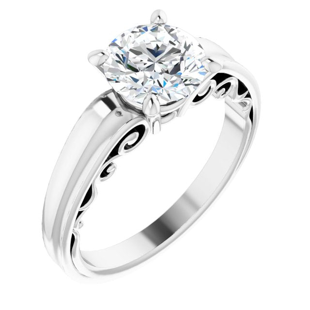 10K White Gold Customizable Round Cut Solitaire