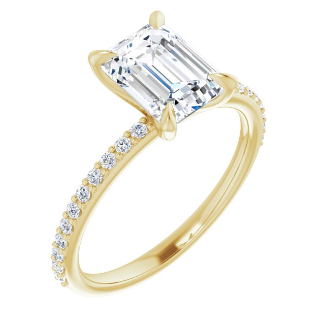 Cubic Zirconia Engagement Ring- The Geraldine Lea (Customizable Radiant Cut Style with Delicate Pavé Band)