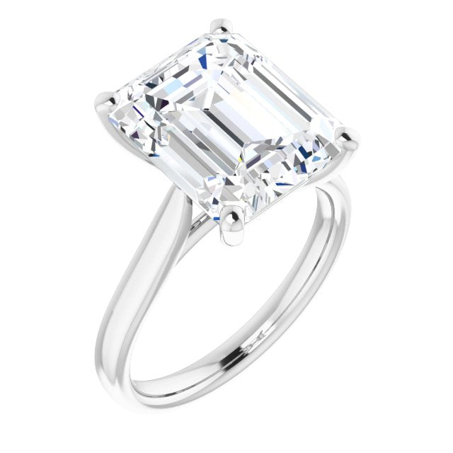 10K White Gold Customizable Cathedral-Prong Emerald/Radiant Cut Solitaire
