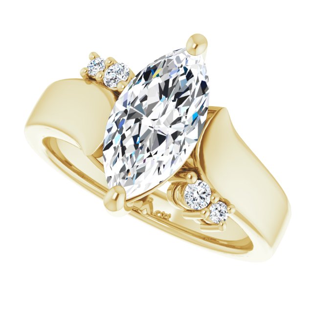 Cubic Zirconia Engagement Ring- The Inez (Customizable 5-stone Marquise Cut Style featuring Artisan Bypass)