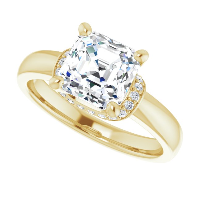 Cubic Zirconia Engagement Ring- The Jennifer Elena (Customizable Asscher Cut Style featuring Saddle-shaped Under Halo)