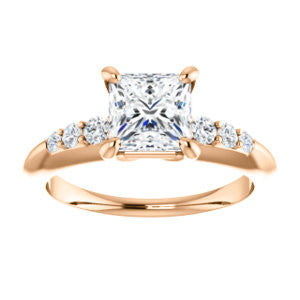 Cubic Zirconia Engagement Ring- The Karyn Nya (Customizable 7-stone Princess Cut style with Tapered Band & Round Prong-set Accents)