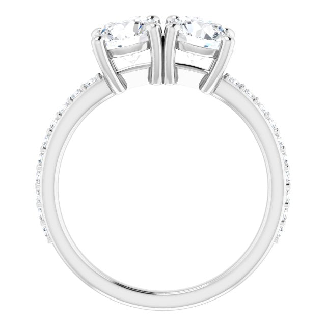 Cubic Zirconia Engagement Ring- The Minerva (Customizable Enhanced 2-stone Round Cut Design with Ultra-thin Accented Band)