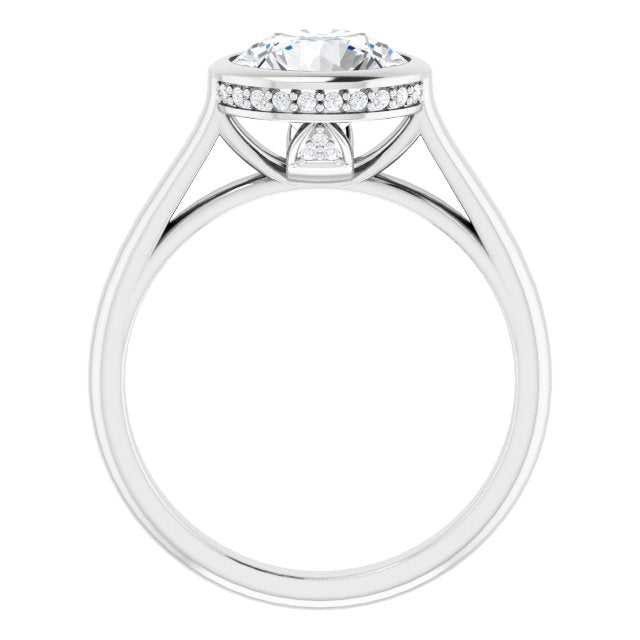 Cubic Zirconia Engagement Ring- The Alexia (Customizable Round Cut Semi-Solitaire with Under-Halo and Peekaboo Cluster)