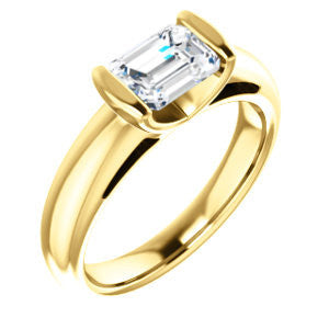 CZ Wedding Set, featuring The Liza Bella engagement ring (Customizable Emerald Cut Cathedral Bar-set Solitaire)