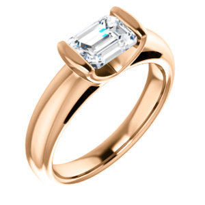 Cubic Zirconia Engagement Ring- The Liza Bella (Customizable Emerald Cut Cathedral Bar-set Solitaire)