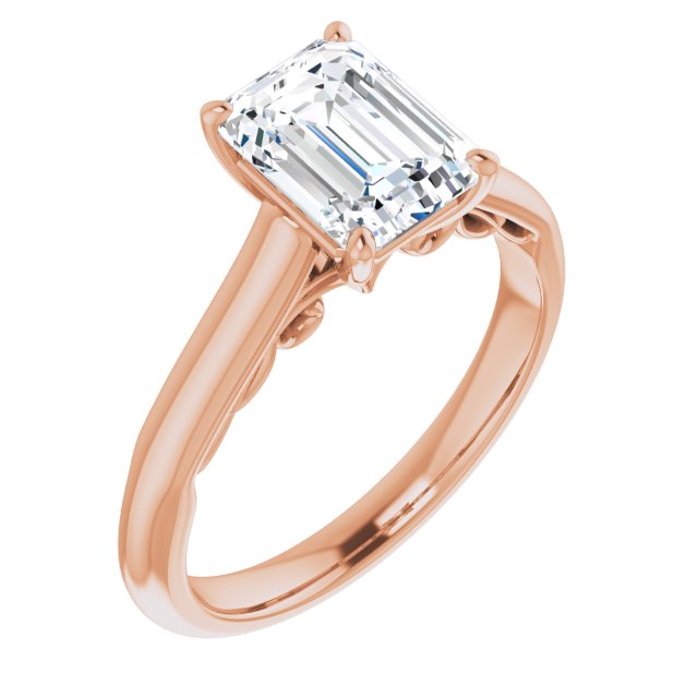 Cubic Zirconia Engagement Ring- The Adelaide (Customizable Radiant Cut Cathedral Solitaire with Two-Tone Option Decorative Trellis 'Down Under')