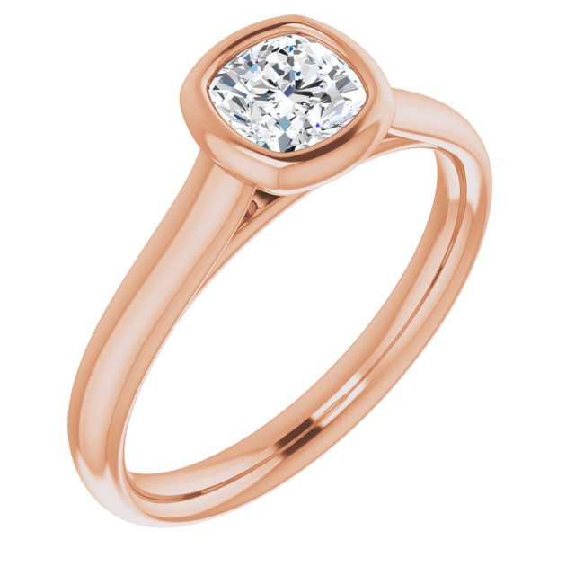 10K Rose Gold Customizable Cathedral-Bezel Cushion Cut Solitaire