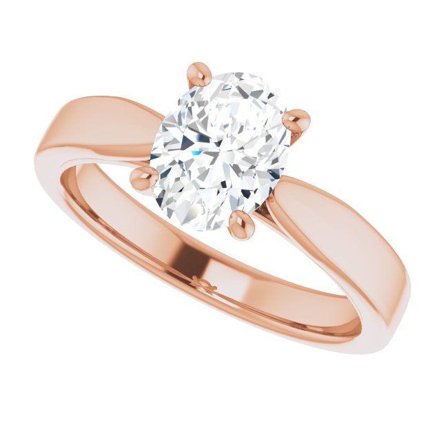 Cubic Zirconia Engagement Ring- The Eden (Customizable Oval Cut Cathedral Solitaire with Wide Tapered Band)