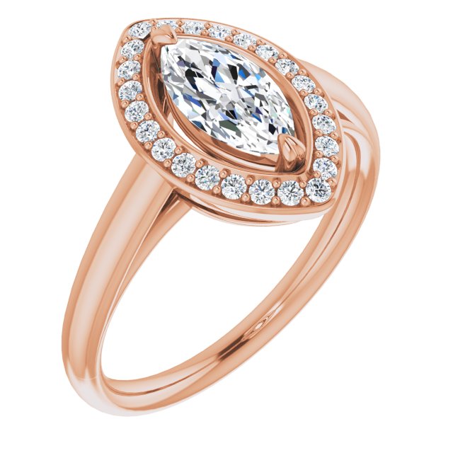 10K Rose Gold Customizable Marquise Cut Design with Loose Halo