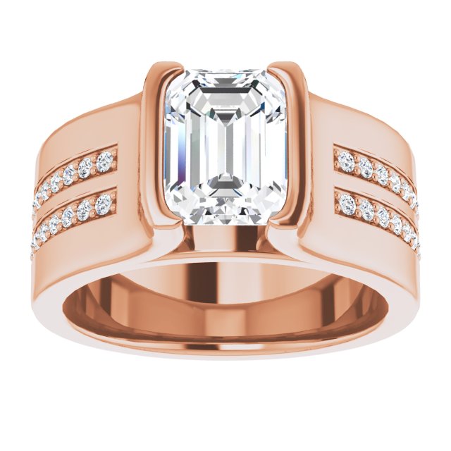 Cubic Zirconia Engagement Ring- The Jennifer (Customizable Bezel-set Radiant Cut Design with Thick Band featuring Double-Row Shared Prong Accents)
