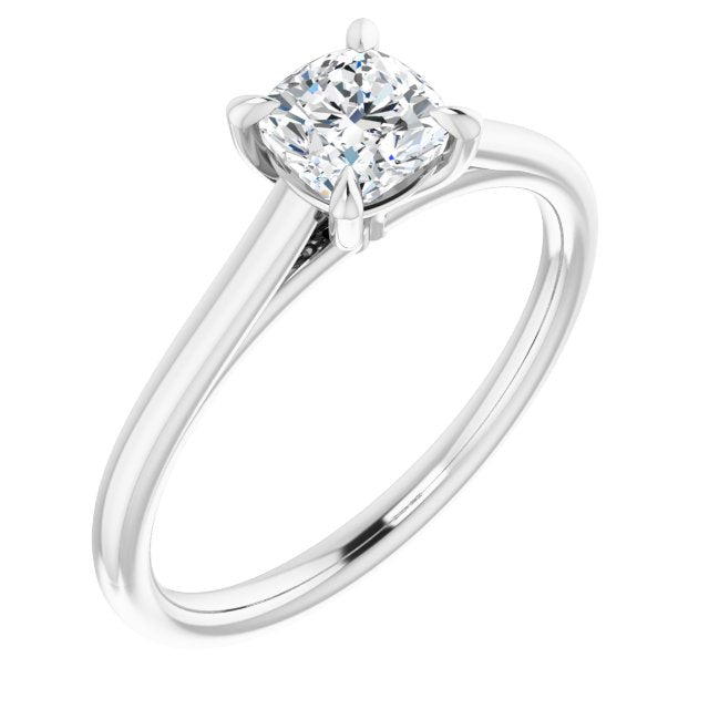 10K White Gold Customizable Classic Cathedral Cushion Cut Solitaire