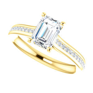 Cubic Zirconia Engagement Ring- The Rosario (Customizable Radiant Cut Cathedral Setting with 3/4 Pavé Band)