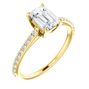 Cubic Zirconia Engagement Ring- The Tanisha (Customizable Cathedral-set Radiant Cut Design with Thin Pavé Band)