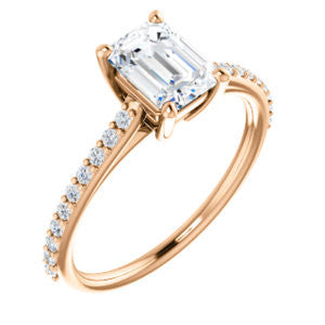 Cubic Zirconia Engagement Ring- The Tanisha (Customizable Cathedral-set Radiant Cut Design with Thin Pavé Band)