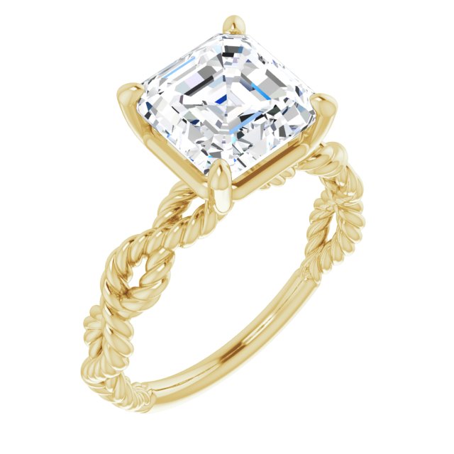 10K Yellow Gold Customizable Asscher Cut Solitaire with Infinity-inspired Twisting-Rope Split Band