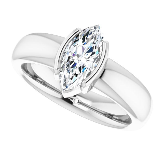 Cubic Zirconia Engagement Ring- The Charlotte (Customizable Bezel-set Marquise Cut Solitaire with Thick Band)