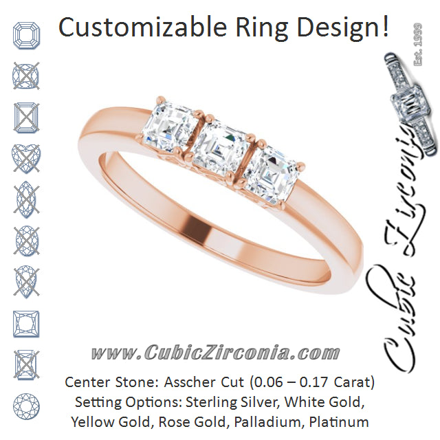 Cubic Zirconia Engagement Ring- The Libia (Customizable Triple Asscher Cut Design)