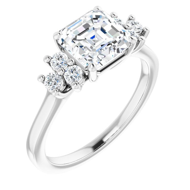 Cubic Zirconia Engagement Ring- The Gwendolyn (Customizable Asscher Cut 7-stone Prong-Set Design)