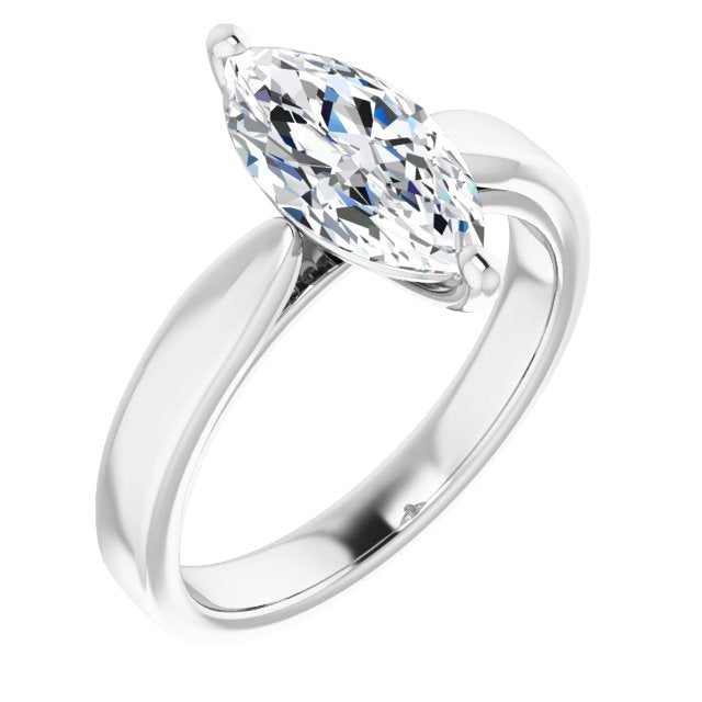 Cubic Zirconia Engagement Ring- The Eden (Customizable Marquise Cut Cathedral Solitaire with Wide Tapered Band)