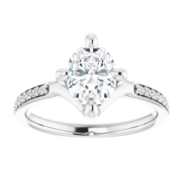 Cubic Zirconia Engagement Ring- The Ashanti (Customizable Oval Cut Design featuring Thin Band and Shared-Prong Round Accents)