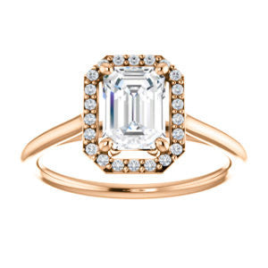 Cubic Zirconia Engagement Ring- The Patrice (Customizable Cathedral-Halo Emerald Cut with Thin Band)