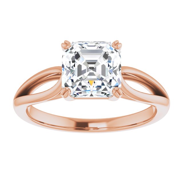 Cubic Zirconia Engagement Ring- The Gayle (Customizable Asscher Cut Solitaire with Wide-Split Band)
