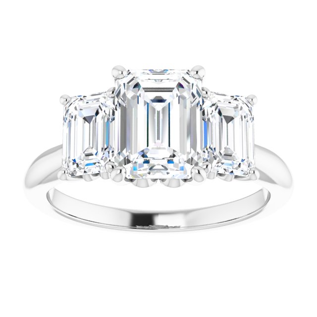 Cubic Zirconia Engagement Ring- The Taryn (Customizable Triple Radiant Cut Design with Decorative Trellis)